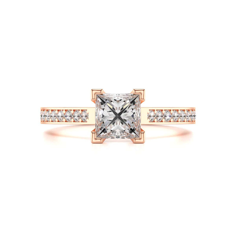 Diamond Engagement Ring- Princess Channel and Grain Set