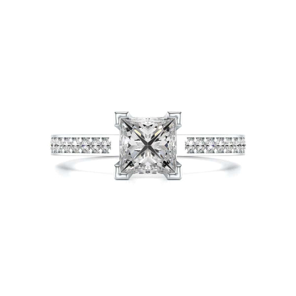 Diamond Engagement Ring- Princess Channel and Grain Set