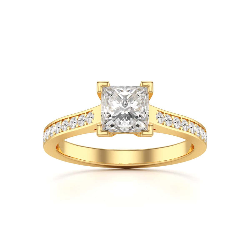Diamond Engagement Ring- Princess Channel and Grain Set
