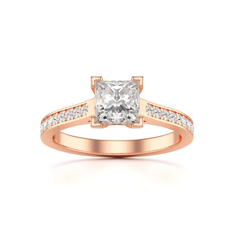 Diamond Engagement Ring- Princess Channel and Grain Set