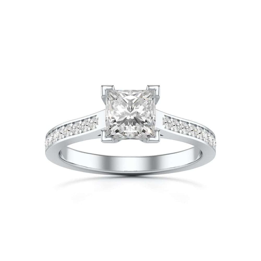 Diamond Engagement Ring- Princess Channel and Grain Set
