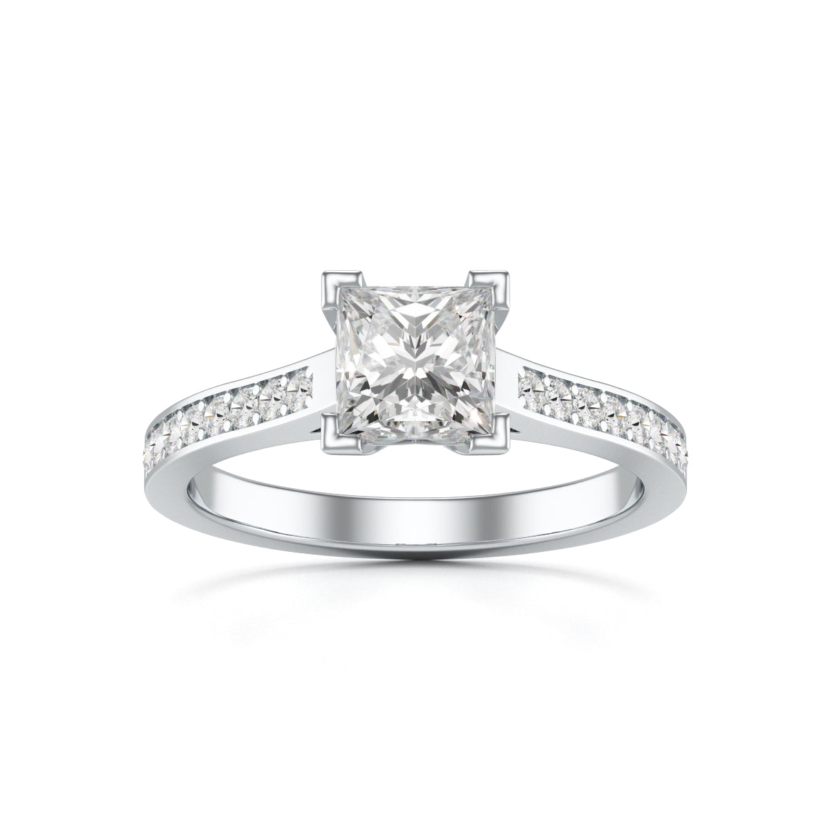 Diamond Engagement Ring- Princess Channel and Grain Set