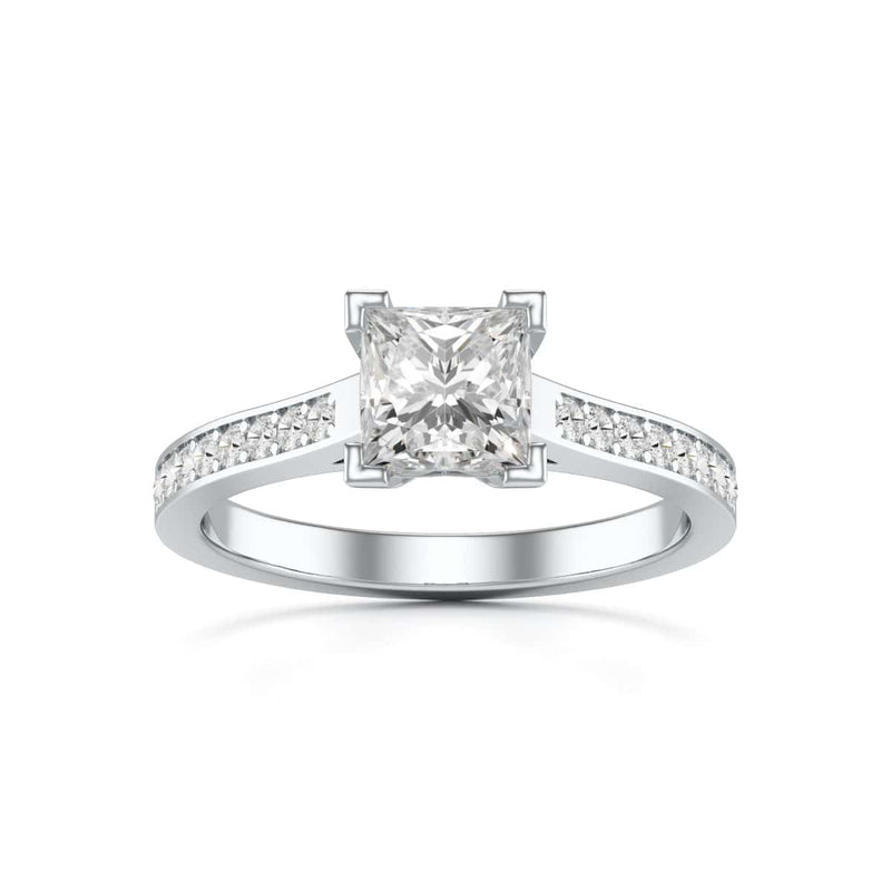 Diamond Engagement Ring- Princess Channel and Grain Set