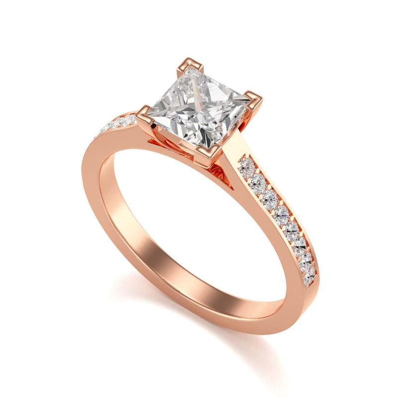 Diamond Engagement Ring- Princess Channel and Grain Set