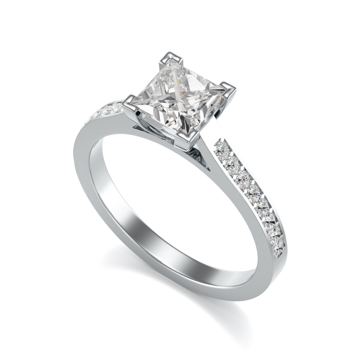 Diamond Engagement Ring- Princess Channel and Grain Set