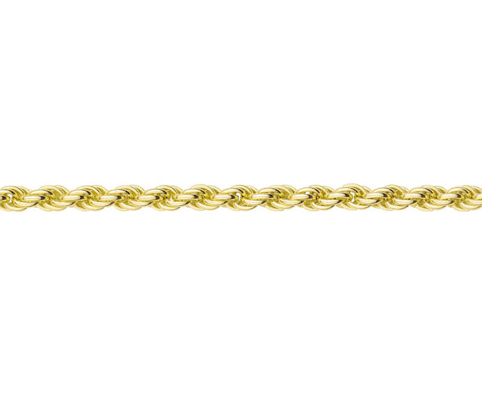 9ct Yellow Gold Solid Rope Chain (3mm)
