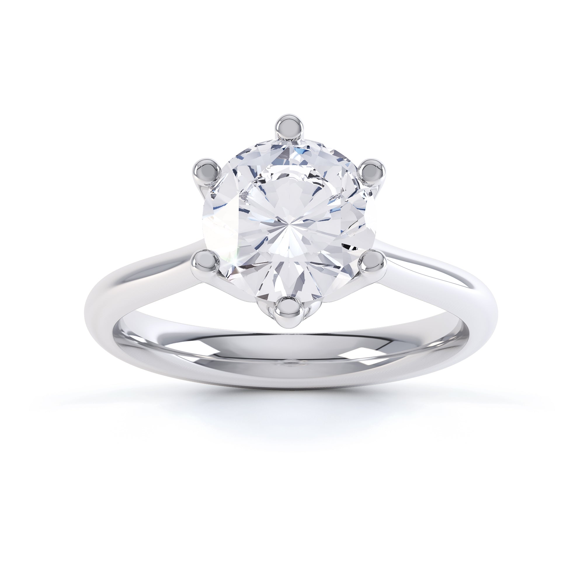 Round Brilliant Cut Centre Stone, Six Claw, Diamond Engagement Ring